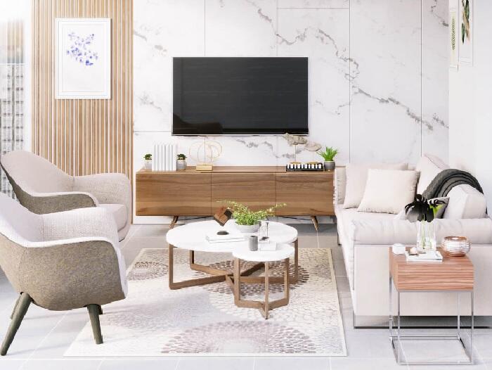 Thiết kế nội thất phòng khách nhà cấp 4 3 phòng ngủ 6x20