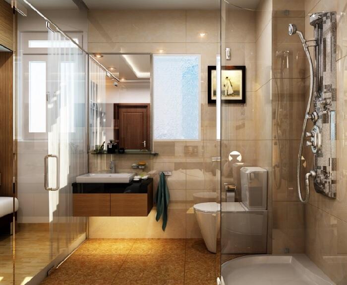 nội thất phòng tắm thiết kế nhà chữ L 2 tầng 80m2